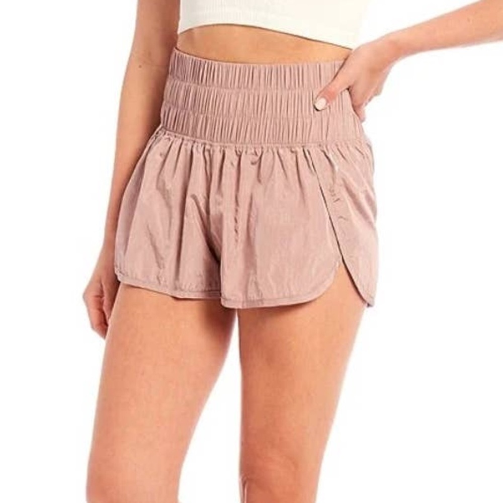 Heyson Taupe Lined High Waist Running Shorts